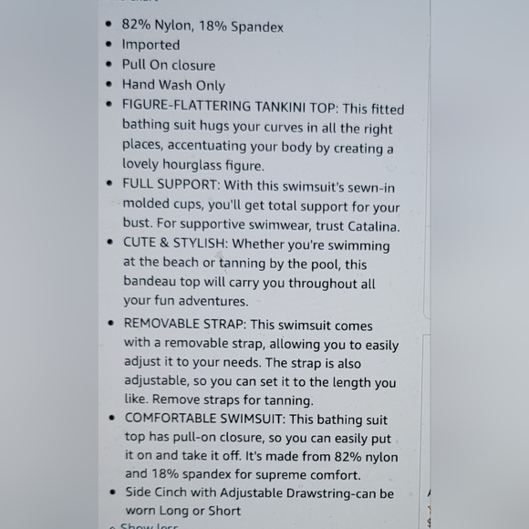 NWT CATALINA BUILT IN BRA TOP REMOVABLE STRAP SIZE LARGE - Picture 8 of 13